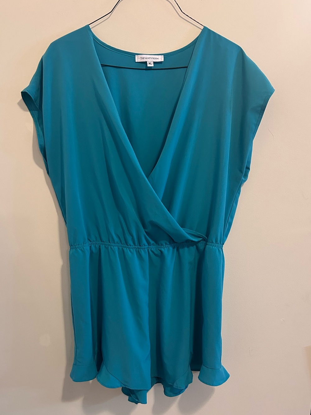 The Vanity Room Teal V-Neck‎ short romper